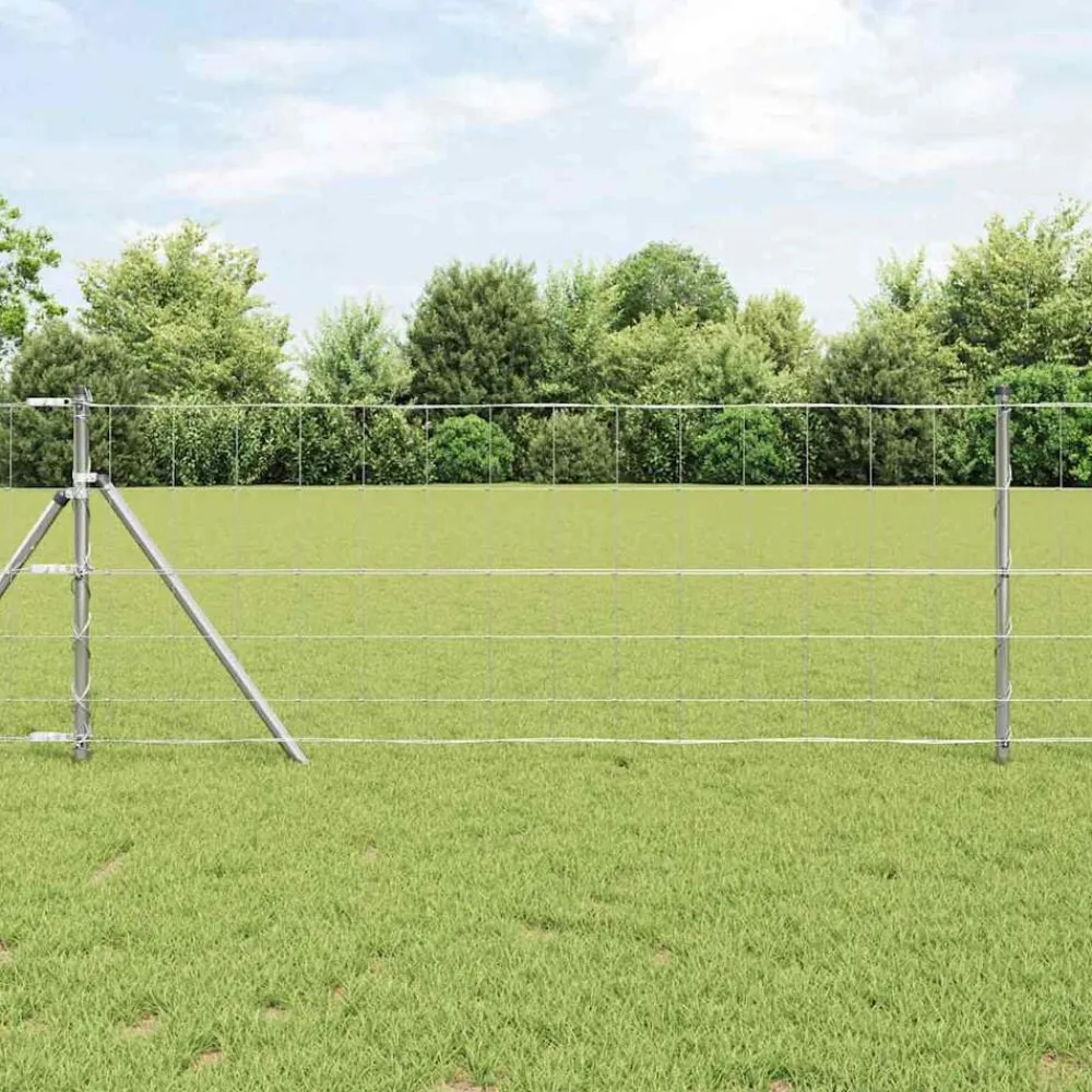 vidaXL Valla de campo Plateado 25 x 0,8 m Acero galvanizado Online
