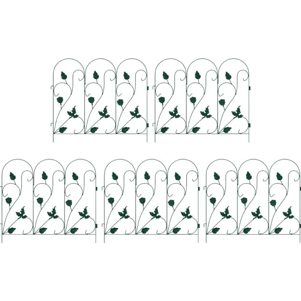 vidaXL Valla de Jardín 5 pcs Acero Verde New