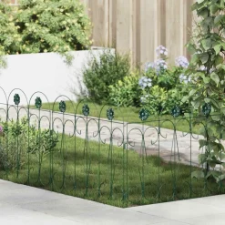 vidaXL Valla de Jardín 5 pcs Acero Verde Sale