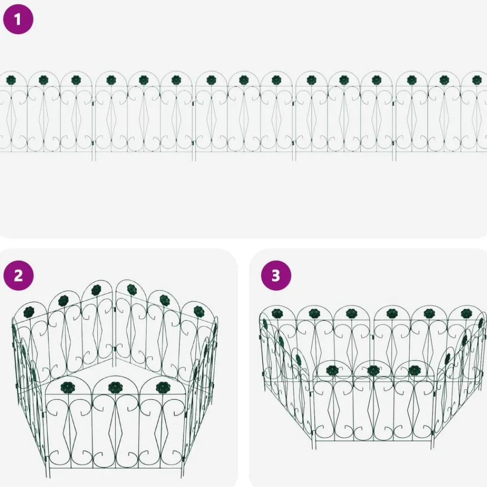 vidaXL Valla de Jardín 5 pcs Acero Verde Sale