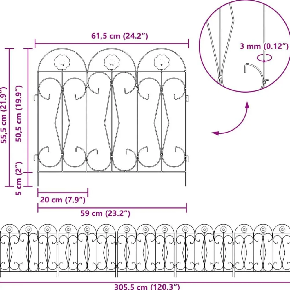 vidaXL Valla de Jardín 5 pcs Acero Verde Sale
