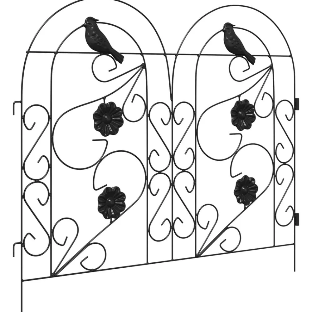 vidaXL Valla de Jardín 5 pcs Acero Negro Clearance