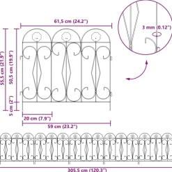 vidaXL Vallas De Jardín-Valla de Jardín 5 pcs Acero