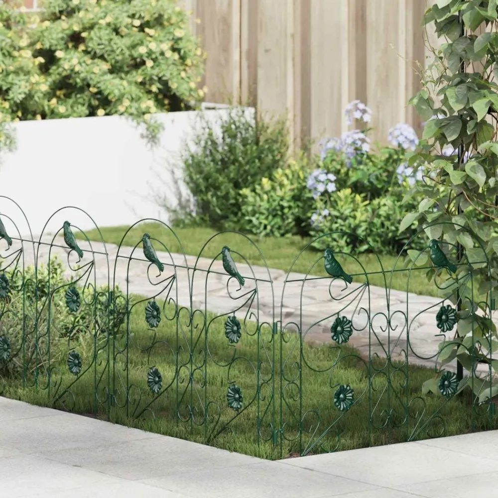 vidaXL Valla de Jardín 5 pcs Acero Verde