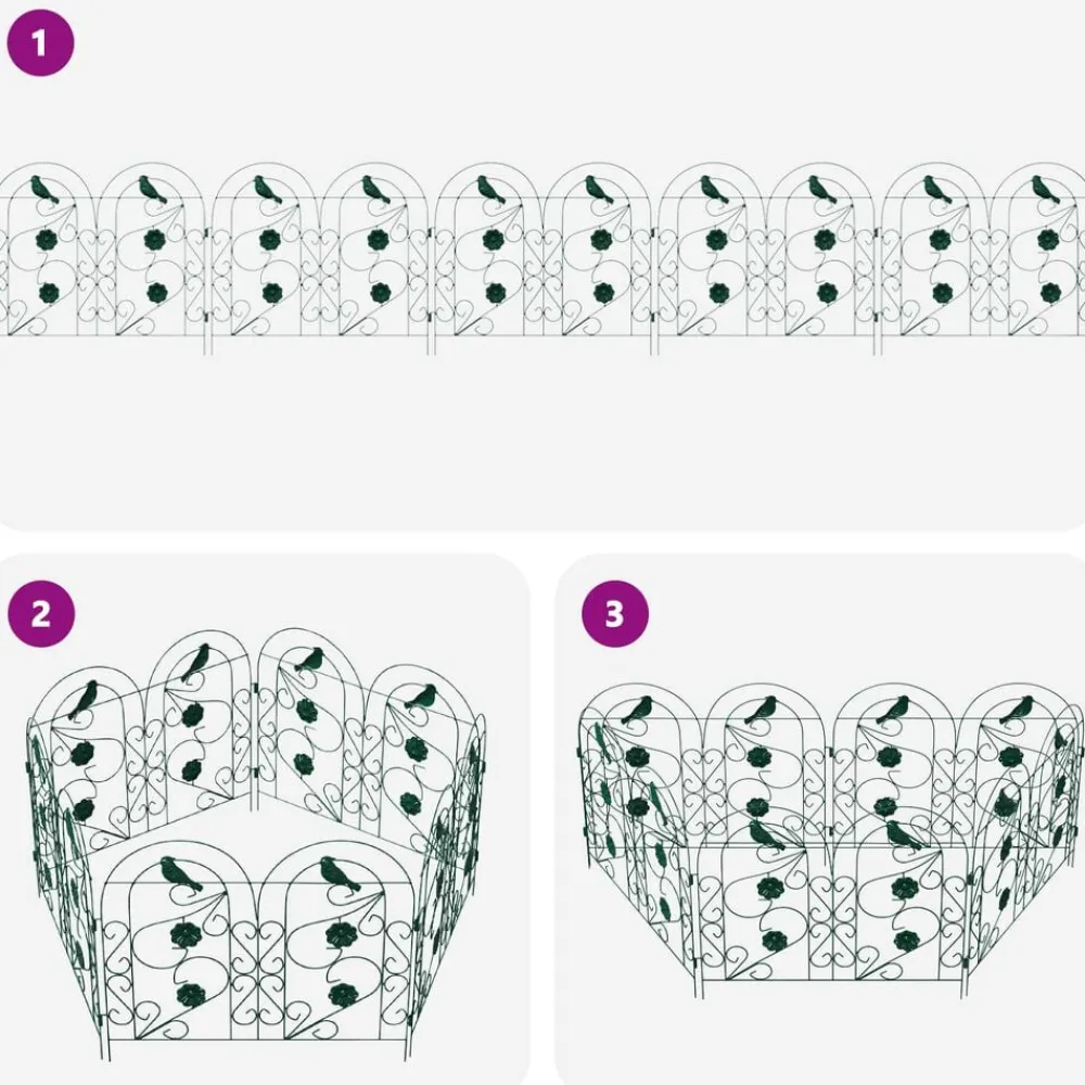 vidaXL Valla de Jardín 5 pcs Acero Verde