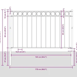 vidaXL Vallas De Jardín-Valla de jardín Assen de acero, 1,7 x 0,8 m, negro