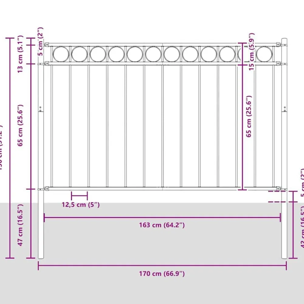 vidaXL Vallas De Jardín-Valla de jardín Assen de acero, 1,7 x 0,8 m, negro