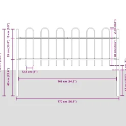 vidaXL Vallas De Jardín-Valla de jardín Boxtel con aro superior de acero, 181x60 cm, negro
