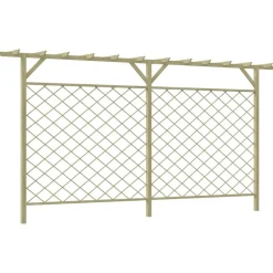 vidaXL Vallas De Jardín-Valla de jardín celosía con pérgola superior madera