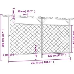vidaXL Vallas De Jardín-Valla de jardín celosía con pérgola superior madera