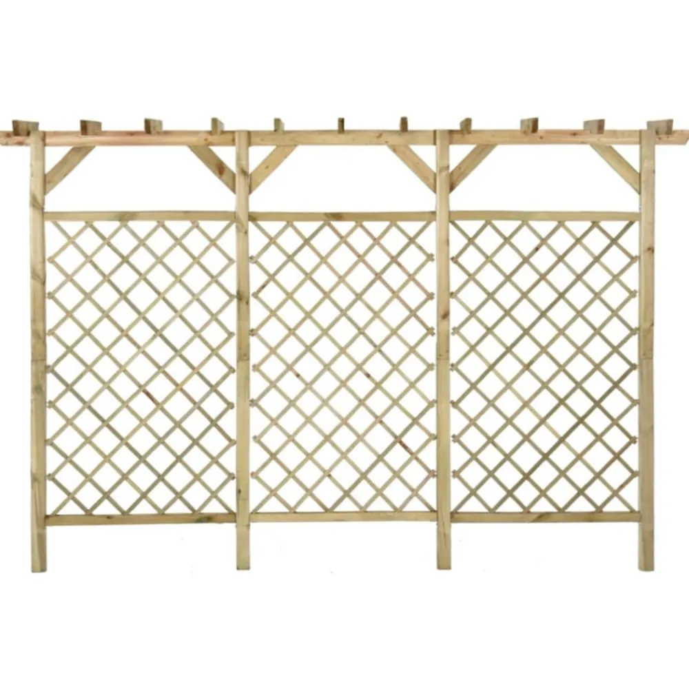 vidaXL Vallas De Jardín-Valla de jardín con pérgola madera pino impregnada 300x50x200cm