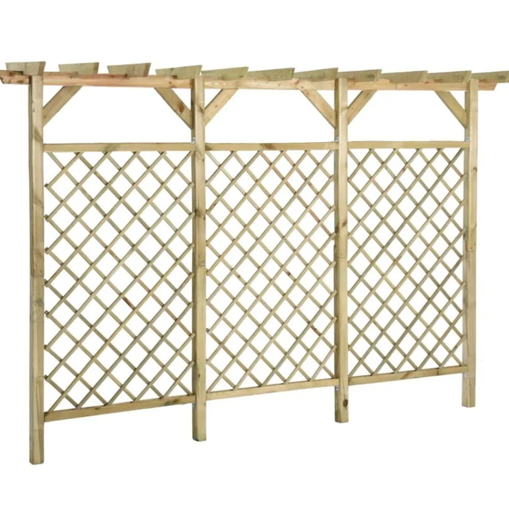 vidaXL Vallas De Jardín-Valla de jardín con pérgola madera pino impregnada 300x50x200cm