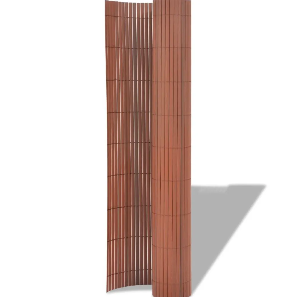 vidaXL Vallas De Jardín-Valla de jardín de doble cara marrón PVC 90x300 cm