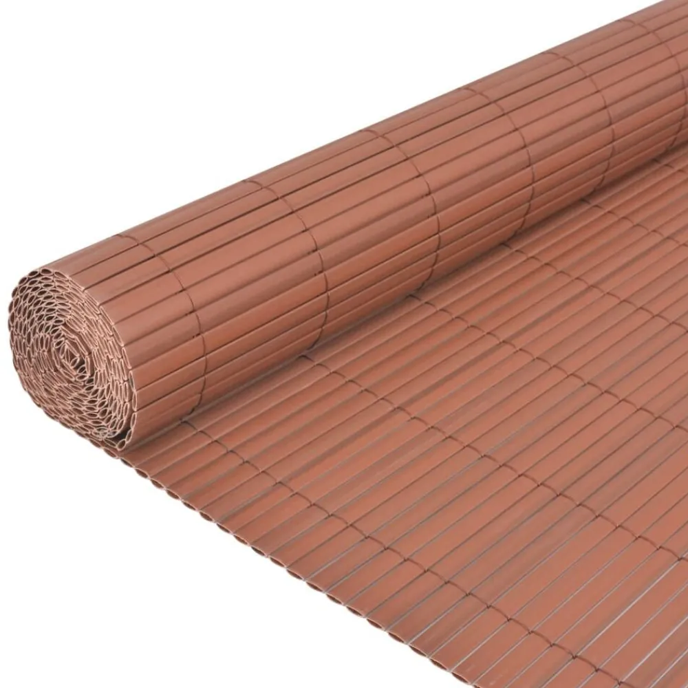vidaXL Vallas De Jardín-Valla de jardín de doble cara marrón PVC 90x300 cm