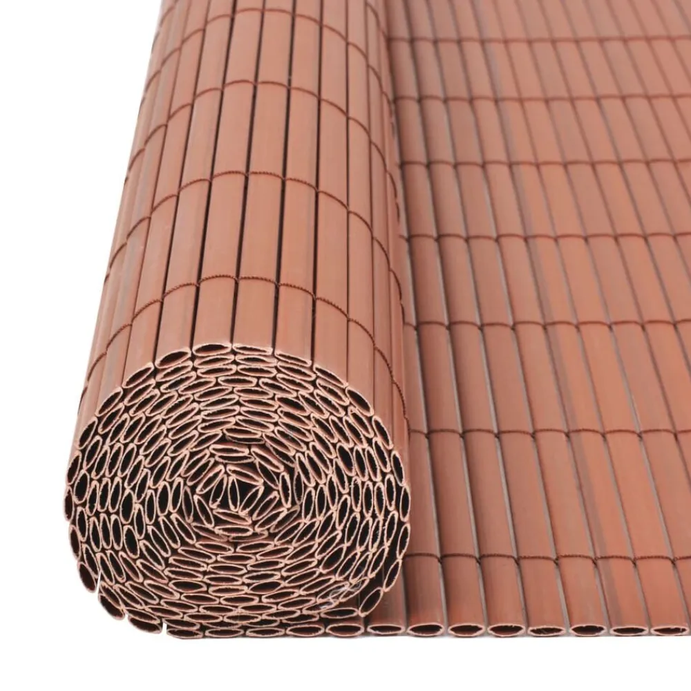 vidaXL Vallas De Jardín-Valla de jardín de doble cara marrón PVC 90x300 cm