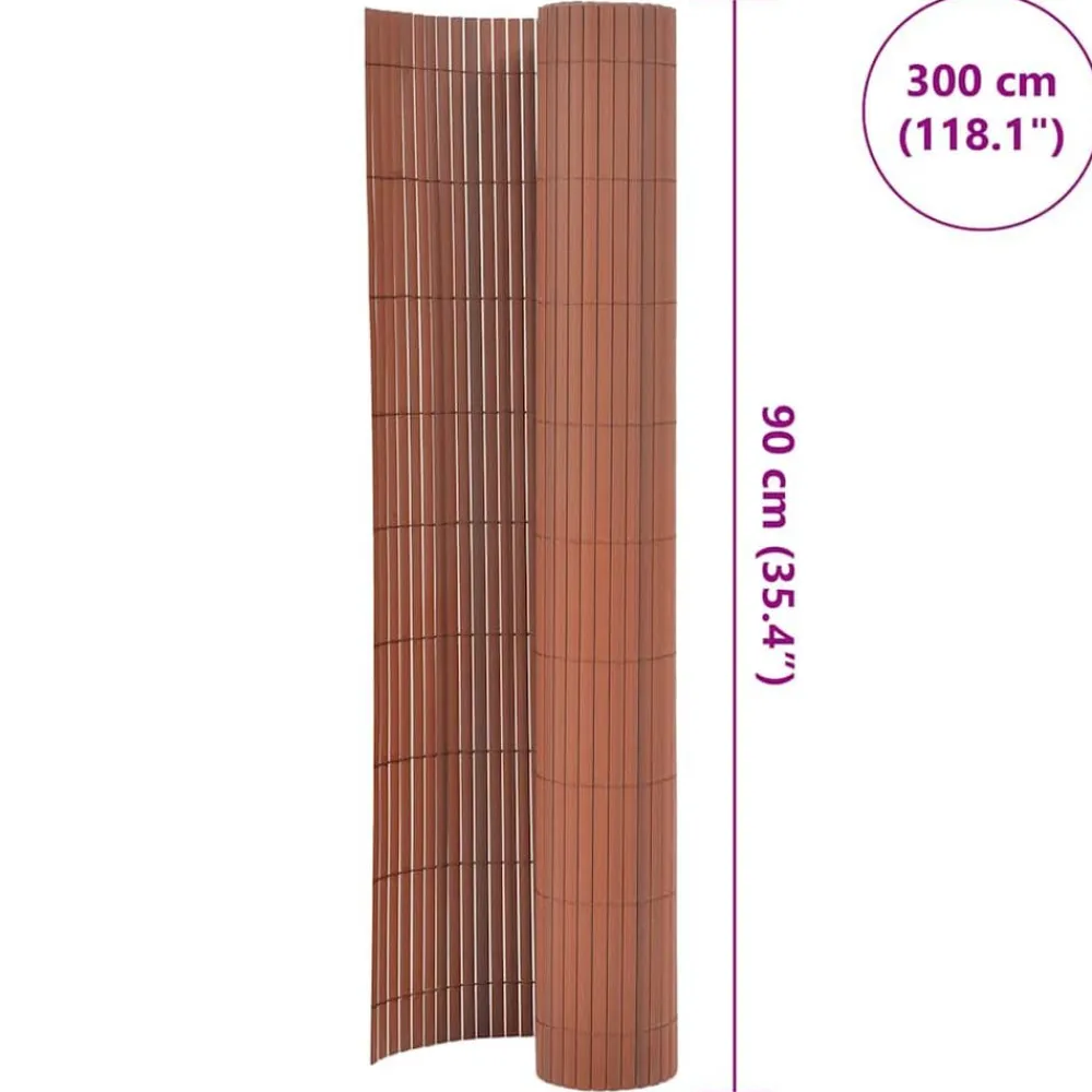 vidaXL Vallas De Jardín-Valla de jardín de doble cara marrón PVC 90x300 cm