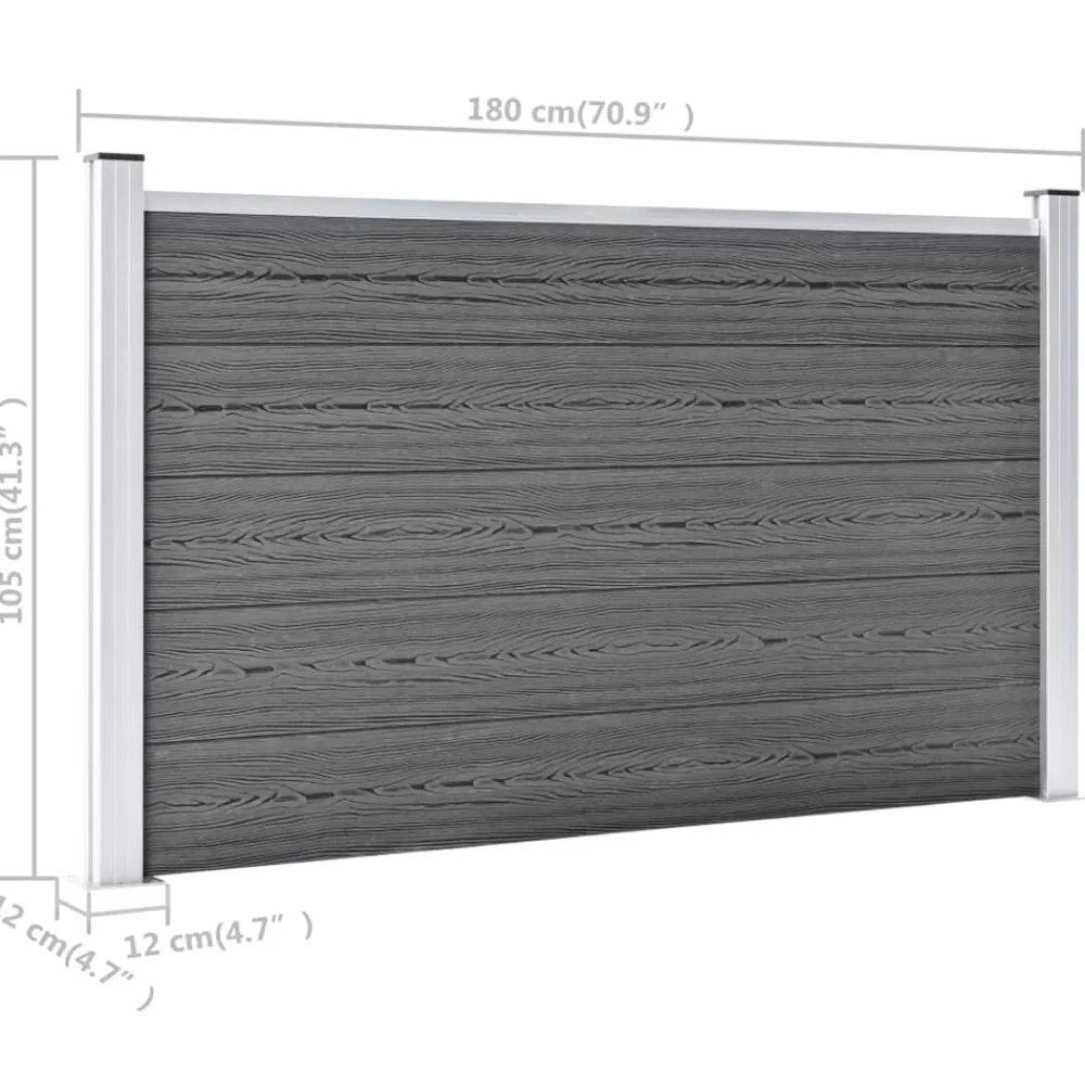 vidaXL Valla de jardín de WPC 872x106 cm Gris