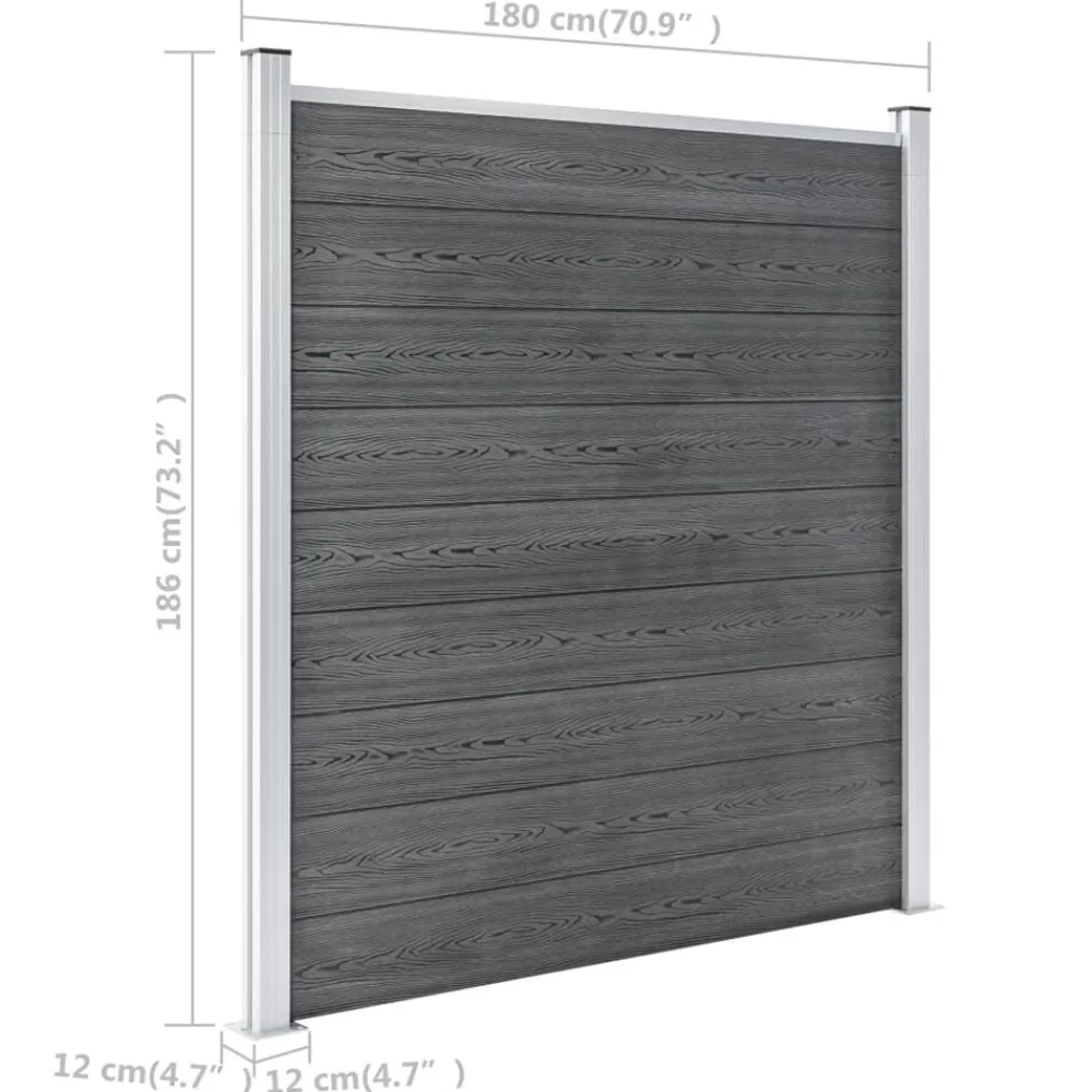 vidaXL Valla de jardín de WPC 1564x186 cm Gris Outlet