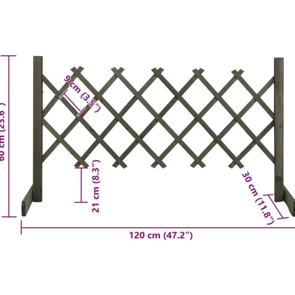 vidaXL Vallas De Jardín-Valla de jardín enrejado madera maciza de abeto 120x60 cm