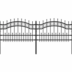 vidaXL Vallas De Jardín-Valla de jardín Kampen con punta de lanza negra, 240x75 cm, acero