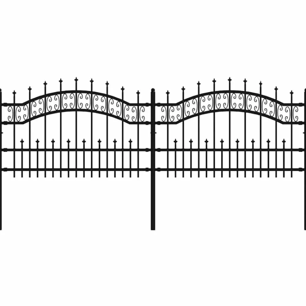 vidaXL Vallas De Jardín-Valla de jardín Kampen con punta de lanza negra, 240x75 cm, acero