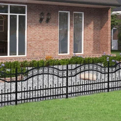 vidaXL Vallas De Jardín-Valla de jardín Kampen con punta de lanza negra, 240x75 cm, acero
