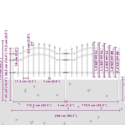 vidaXL Valla de Jardín Woerden 240 x 115 cm Gris Clearance