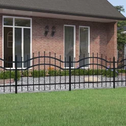 vidaXL Vallas De Jardín-Valla de jardín Woerden con punta de lanza negra, 240x75 cm, acero