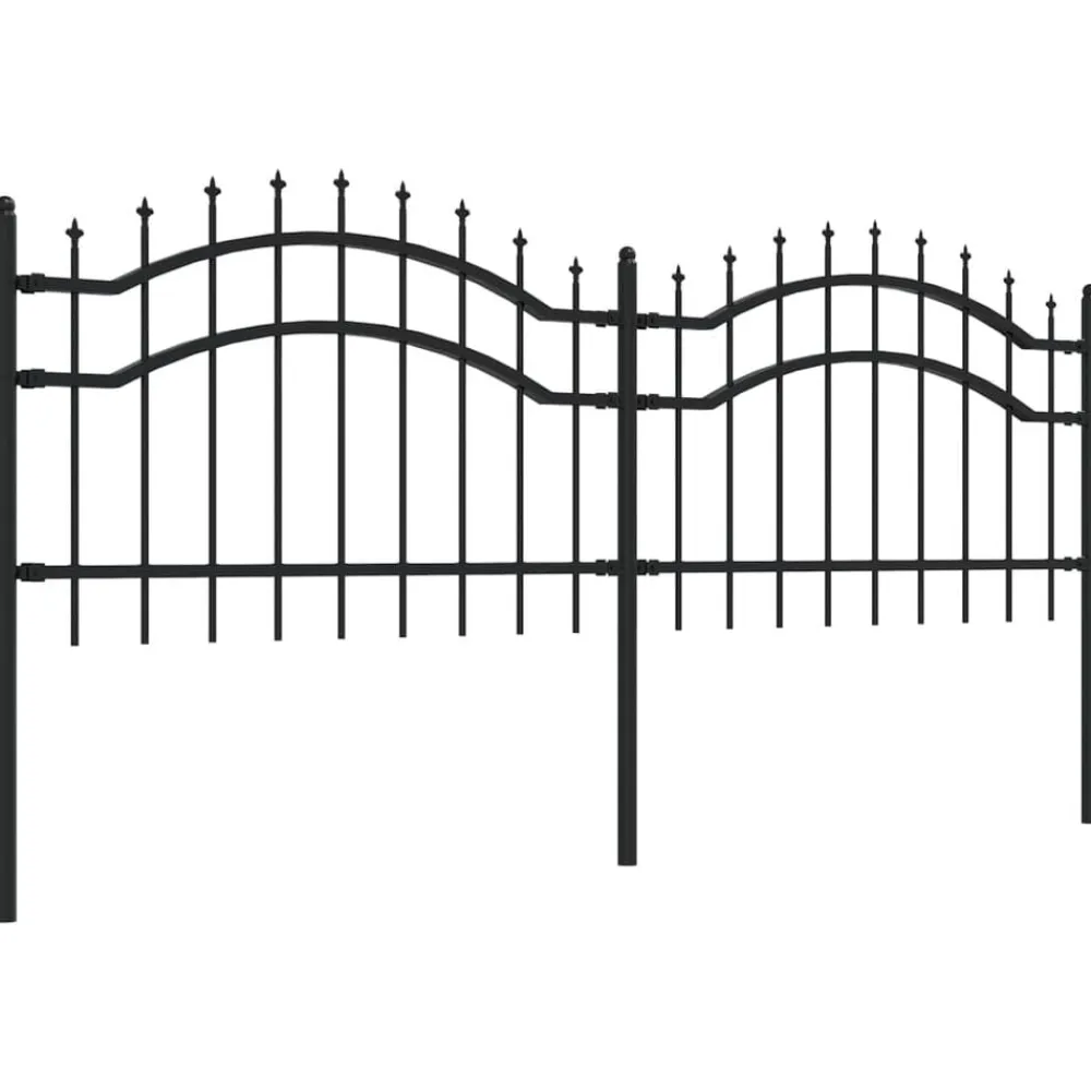 vidaXL Vallas De Jardín-Valla de jardín Woerden con punta de lanza negra, 240x75 cm, acero