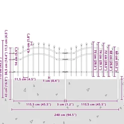 vidaXL Vallas De Jardín-Valla de jardín Woerden con punta de lanza negra, 240x75 cm, acero