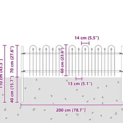 vidaXL Valla en Arco de Púas Dronten Negro 200 x 130 cm New