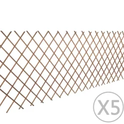 vidaXL Valla enrejada de sauce 5 piezas 180x90 cm