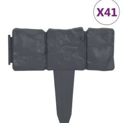 vidaXL Valla para césped aspecto de piedra 41 piezas plástico 10 m Antracita Online