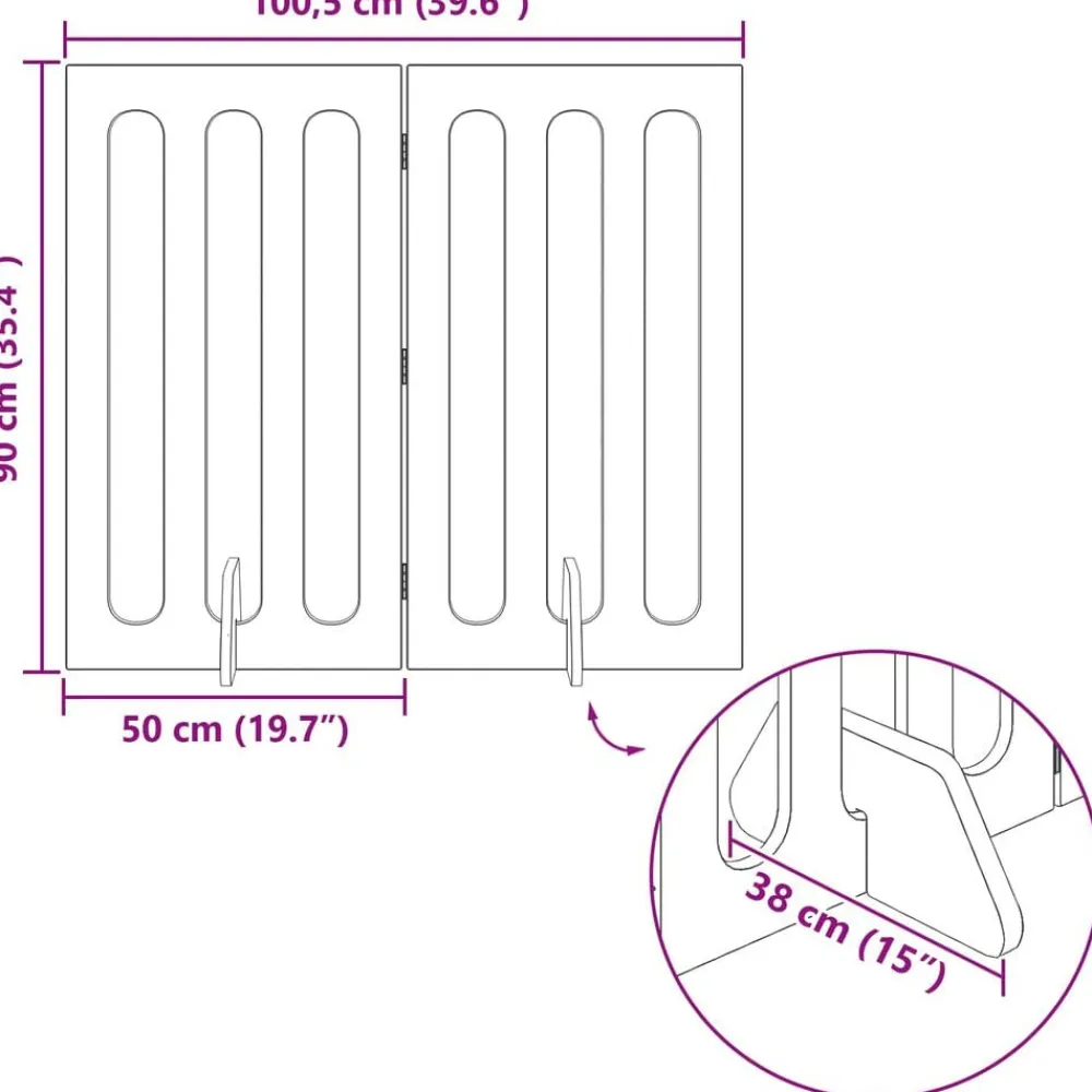 vidaXL Valla plegable para mascotas 2 pcs 100,5 x 38 x 90 cm White Online
