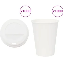 vidaXL Vasos de café de papel con tapa 1000 uds 12oz 300ml Clearance