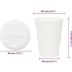 vidaXL Vasos de café de papel con tapa 1000 uds 12oz 300ml Clearance