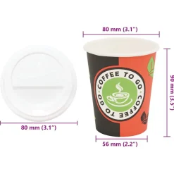 vidaXL Vasos de café de papel con tapa 1000 uds 8oz 240ml Discount