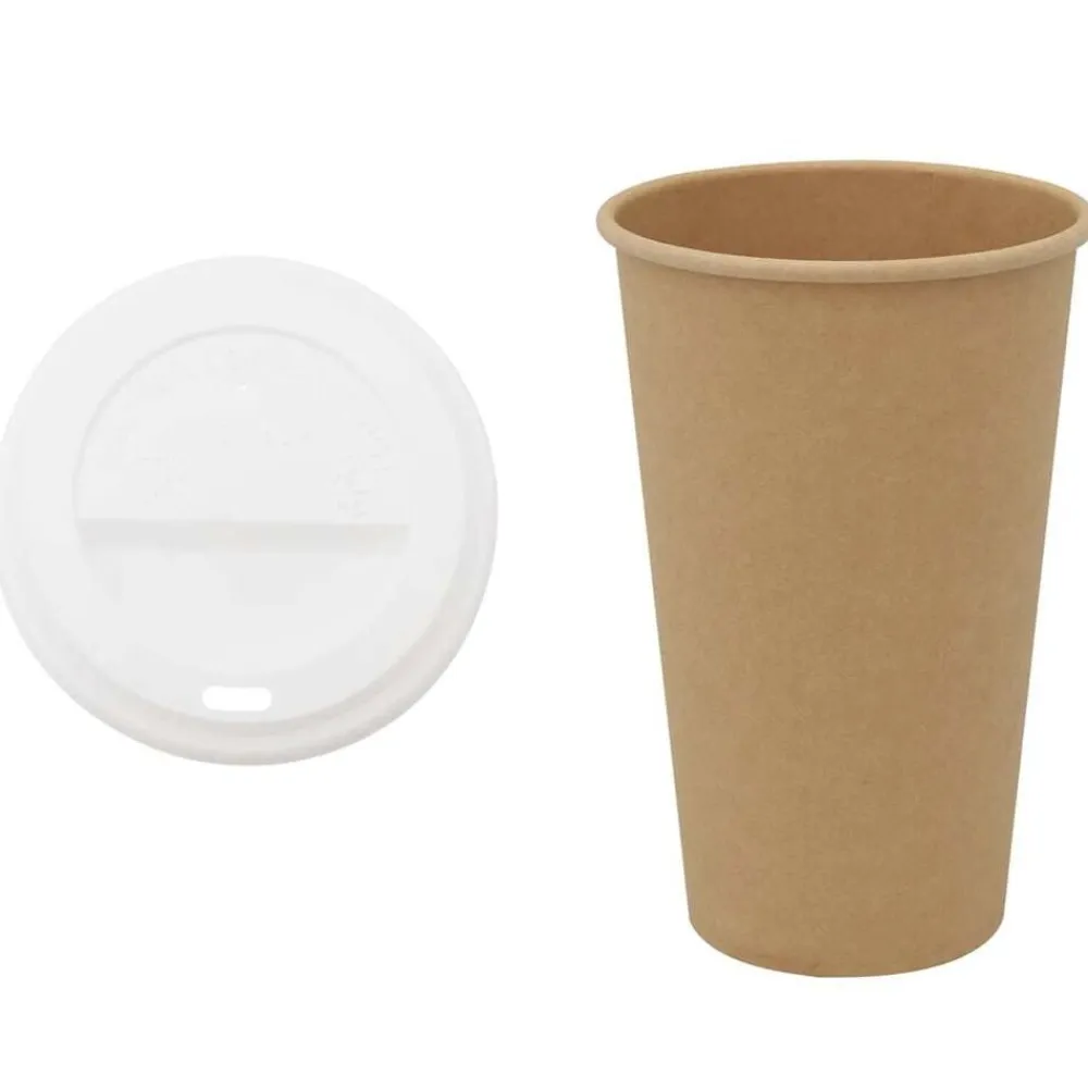 vidaXL Vasos de café de papel con tapa 1000 uds 16oz 400ml New