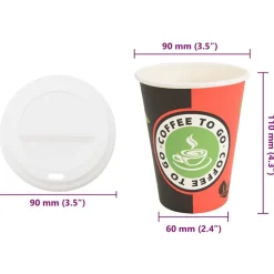 vidaXL Restauración-Vasos de café de papel con tapa 1000 uds 4oz 100ml