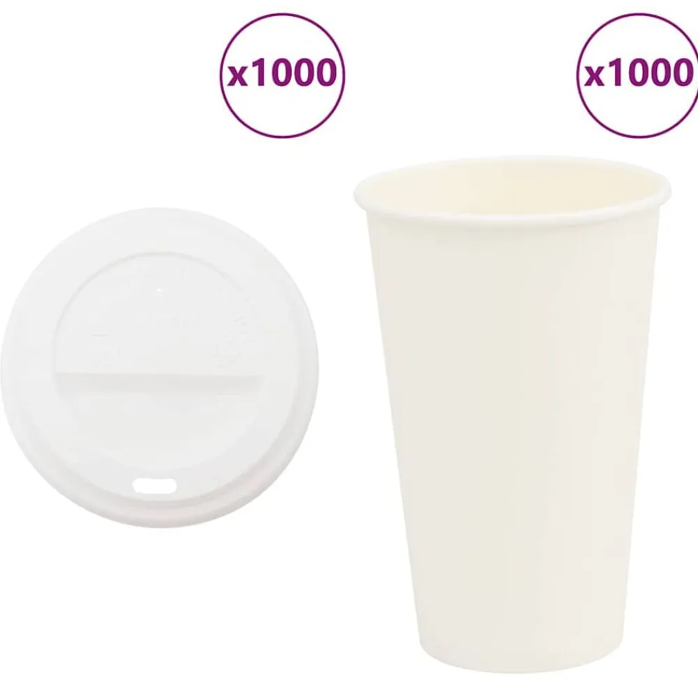 vidaXL Vasos de café de papel con tapa 1000 uds 16oz 400ml Clearance