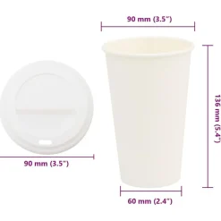 vidaXL Vasos de café de papel con tapa 1000 uds 16oz 400ml Clearance