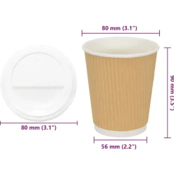 vidaXL Restauración-Vasos de café de papel con tapa 1000 uds 8oz 200ml
