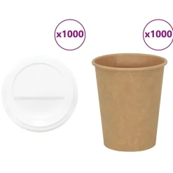vidaXL Vasos de café de papel con tapa 1000 uds 8oz 200ml Hot