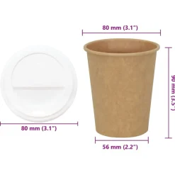 vidaXL Vasos de café de papel con tapa 1000 uds 8oz 200ml Hot