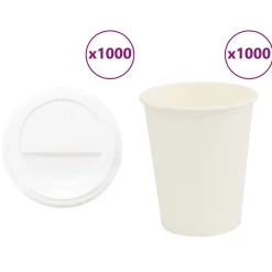vidaXL Restauración-Vasos de café de papel con tapa 1000 uds 8oz 200ml