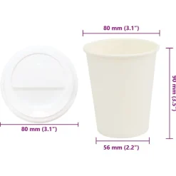 vidaXL Restauración-Vasos de café de papel con tapa 1000 uds 8oz 200ml