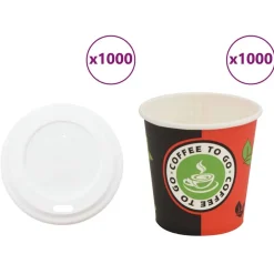 vidaXL Restauración-Vasos de café de papel con tapa 1000 uds 4oz 120ml