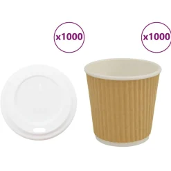 vidaXL Vasos de café de papel con tapa 1000 uds 4oz 100ml New