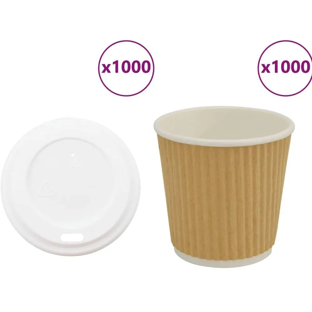 vidaXL Vasos de café de papel con tapa 1000 uds 4oz 100ml New