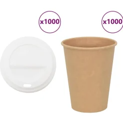 vidaXL Restauración-Vasos de café de papel con tapa 1000 uds 12oz 300ml